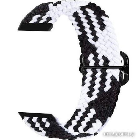 Ремешок Rumi Wick из плетеного нейлона для Huawei Band 7 (черный/белый)