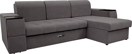 Диван Сириус Лидер-13 с оттоманкой НПБ 285x165 (Eva 24 велюр темно-серый)