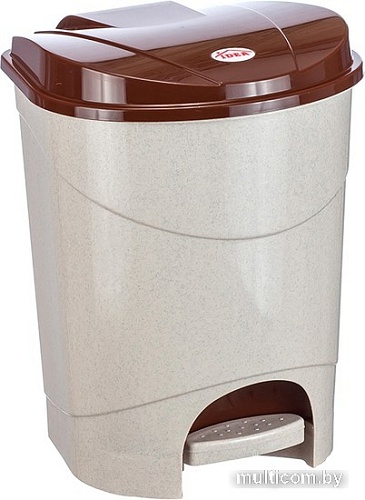 Мусорное ведро Idea с педалью 7 л (бежевый мрамор/коричневый)