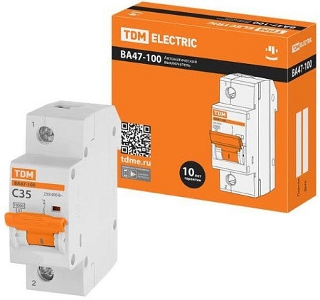 Выключатель автоматический TDM Electric ВА 47-100 1Р 35А 10кА (С) SQ0207-0050