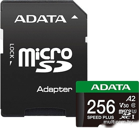 Карта памяти ADATA SPEED PLUS microSDXC 256GB UD256GUI3V30A2SP-RA1 (с адаптером)