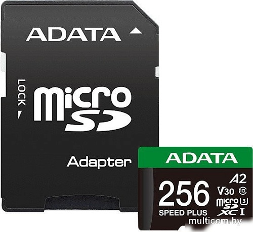 Карта памяти ADATA SPEED PLUS microSDXC 256GB UD256GUI3V30A2SP-RA1 (с адаптером)