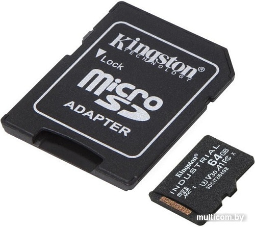 Карта памяти Kingston Industrial microSDHC SDCIT2/64GB 64GB (с адаптером)