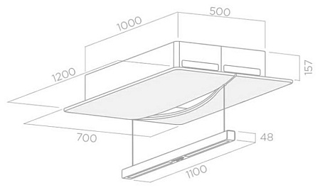Каминная вытяжка Elica EMPTY SKY WH/A/120