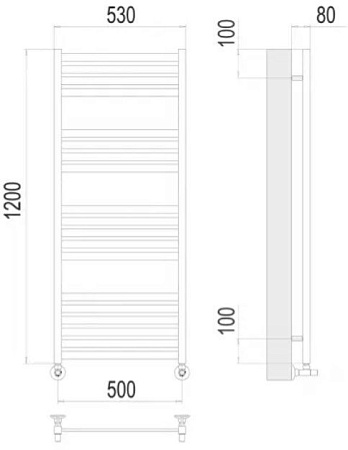 Полотенцесушитель TERMINUS Тоскана П19 500x1200 (хром)
