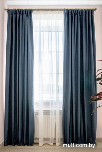 Комплект штор Decoretto Нубук Джинсовый НДС-К25 1.25x2.5 м (синий, 2 шт)