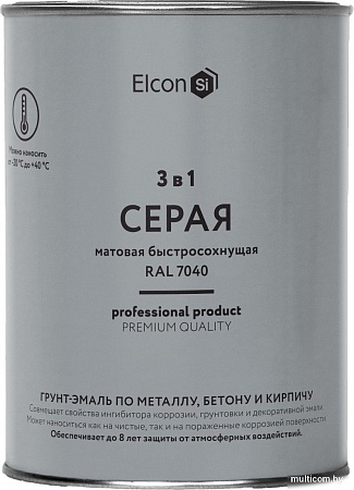 Краски и эмали Elcon По ржавчине 3в1 (800г, матовый серый)