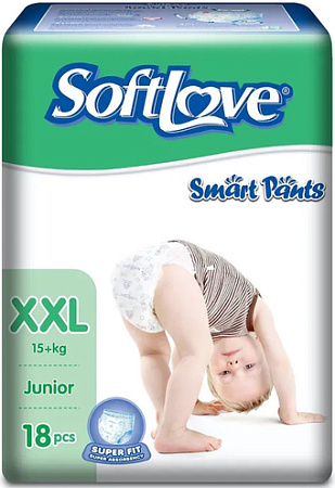 Трусики-подгузники Softlove Smart Pants XXL 15+ кг (18 шт)