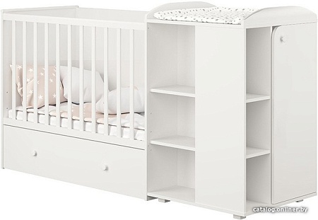 Кроватка-трансформер Polini Kids Ameli 900, с комодом (белый)