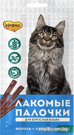 Лакомство для кошек Мнямс Лакомые палочки с форелью и лососем 15 г (3 шт)