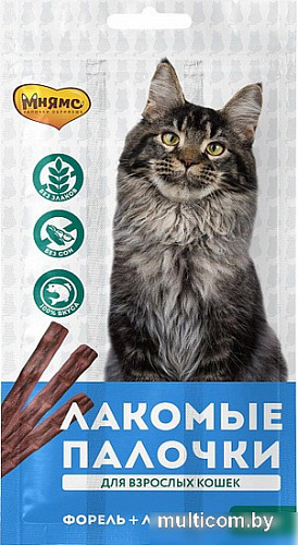 Лакомство для кошек Мнямс Лакомые палочки с форелью и лососем 15 г (3 шт)