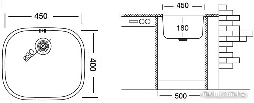 Кухонная мойка Ukinox Модерн MOP450.400 GT8C (с сифоном)