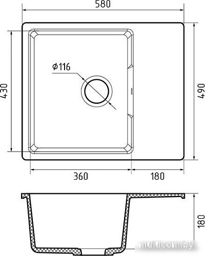 Кухонная мойка GranFest QUARZ GF-UR-658L (черный)