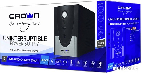 Источник бесперебойного питания CrownMicro CMU-SP800 Combo Smart