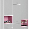 Шкаф распашной Polini Kids Mirum 2335 (белый-серый/розовый)