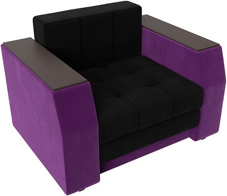 Кресло-кровать Лига диванов Атлантида 113854 (микровельвет, черный/фиолетовый)