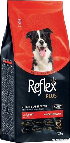 Сухой корм для собак Reflex Plus Для взрослых собак средних и крупных пород с ягненком и рисом 12 кг