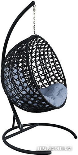 Подвесное кресло M-Group Круг Люкс 11060409 (черный ротанг/серая подушка)