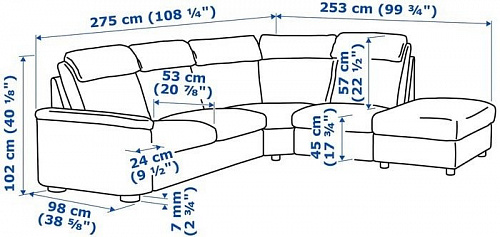 Угловой диван Ikea Лидгульт 992.760.28 (гранн/бумстад темно-коричневый)