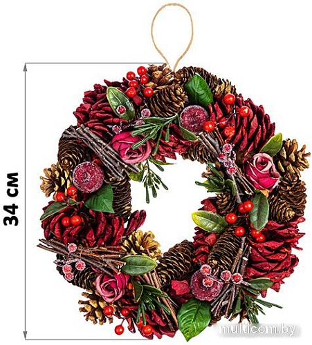 Рождественский венок Elan Gallery Венок Красный бархат Круг 450133