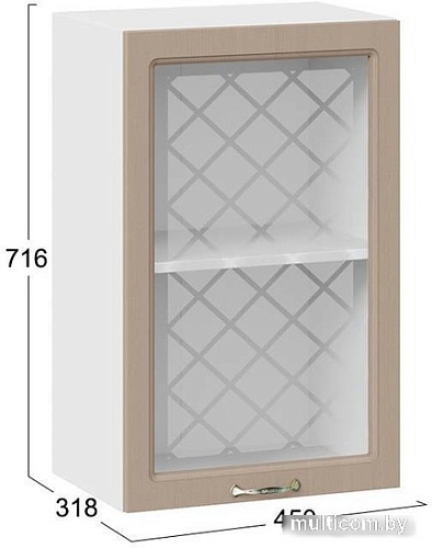 Шкаф навесной Трия Бьянка 1В45С (белый/дуб кофе)