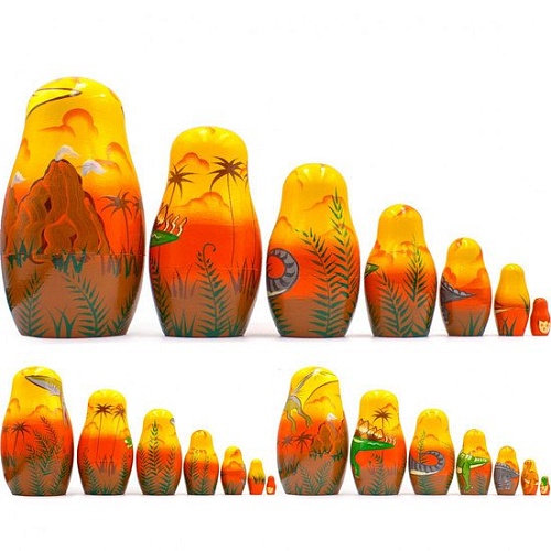 Развивающая игра Брестская Матрешка С динозаврами (набор 7 шт)