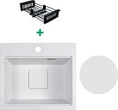 Кухонная мойка Marblan Comfort 48 (иней, с сифоном и колландером)