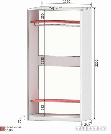 Шкаф раздвижной Кортекс-мебель Лагуна ШК03-01 (береза/белый)