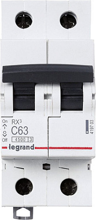 Выключатель автоматический Legrand RX3 2P C 63A 4.5кА 2M 419703