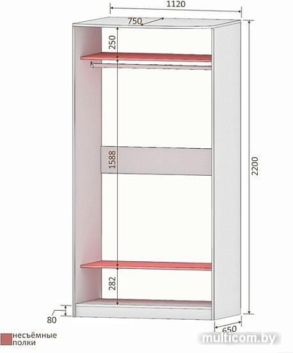Шкаф раздвижной Кортекс-мебель Лагуна ШК03-01 (береза/белый)