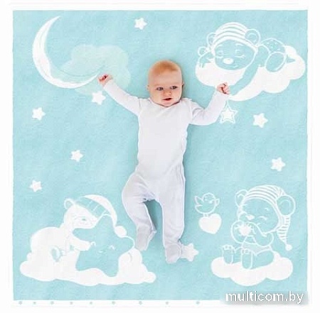 Полотенце Нордтекс Облачко Мишки на облачке МХ42 100x100 (нежно-бирюзовый/белый)