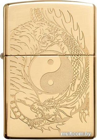 Зажигалка Zippo High Polish Brass Tiger and Dragon Design 49024