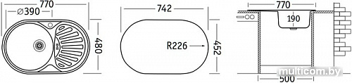 Кухонная мойка Ukinox Фаворит FAP770.480-GW8K 1R