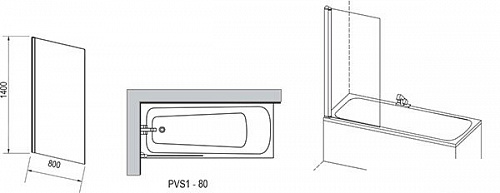 Шторка Ravak Pivot PVS1 80 (белый/прозрачное)