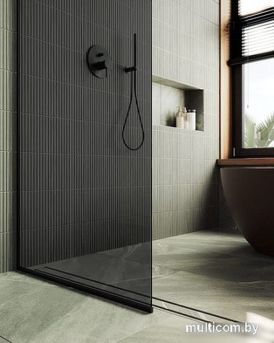 Душевая стенка MaybahGlass 195x79 MGD-698-6у (графитовое стекло/черный)