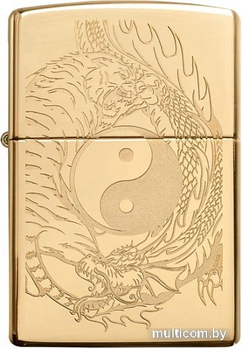 Зажигалка Zippo High Polish Brass Tiger and Dragon Design 49024