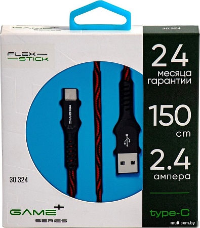 Кабель Atomic Flexstick Game+ 30.324 USB Type-A - USB Type-C (1.5 м, черный/красный)