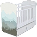 Классическая детская кроватка Indigo Модена Горы (маятник-ящик)