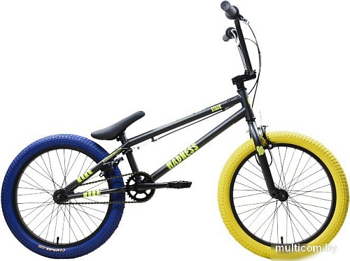 Велосипед Stark Madness BMX 1 2025 (графит матовый/желтый/синий)