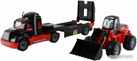 Игрушечный транспорт Полесье Трейлер + трактор Mammoet (в лотке) 57129