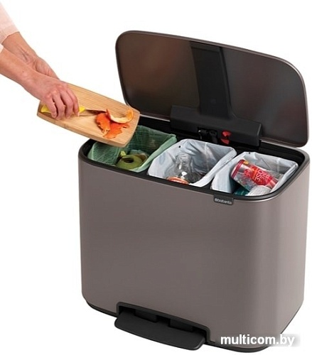Brabantia Bo Pedal Bin 3 x 11л (платиновый)