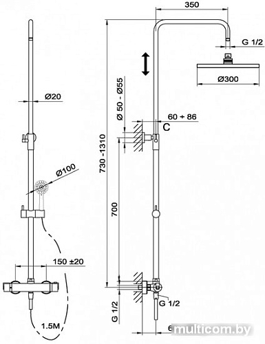 Душевая система TEKA Nexos 662380200