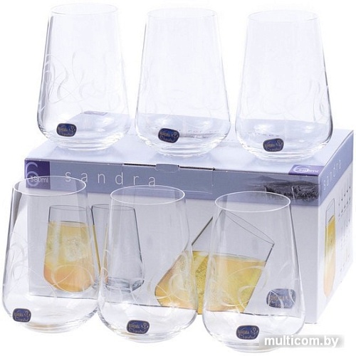 Набор стаканов для воды и напитков Bohemia Crystal Sandra 23013/C5995/380