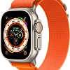Профессиональные умные часы Apple Watch Ultra LTE 49 мм (титановый корпус, титановый/оранжевый, текстильный ремешок размера M)