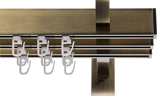 Карниз для штор Sundays Home Флэт Лайн Изи тройной (заглушка антик 2 м)