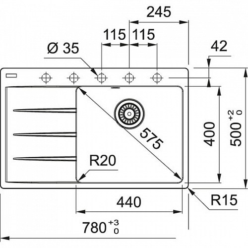 Кухонная мойка Franke Centro CNG 611-78 TL Fragranite 114.0639.718 (белый)