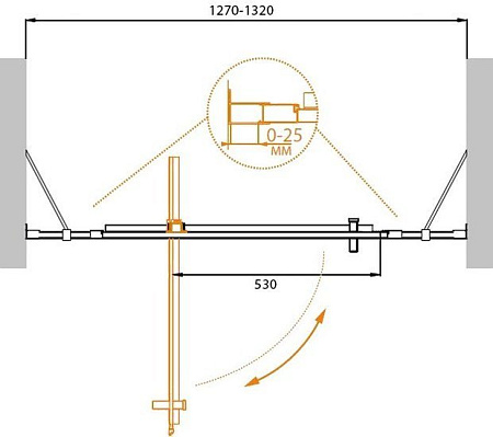 Душевая дверь Cezares MOLVENO-BA-12-80+50-C-Cr-IV