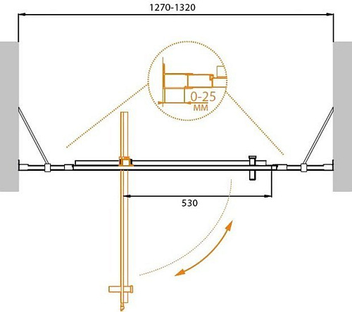 Душевая дверь Cezares MOLVENO-BA-12-80+50-C-Cr-IV