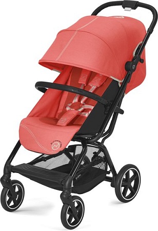 Коляска прогулочная «книга» Cybex Eezy S+ 2 с дождевиком и бампером (BLK hibiscus red)