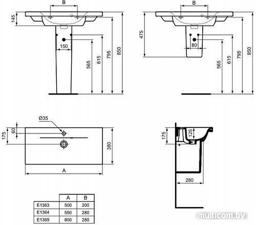 Полупьедестал Ideal Standard Connect E797501